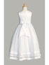 Lito Girls White Pearl Neckline Glitter Tulle Communion Dress 6-12 - SophiasStyle.com